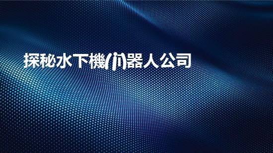 探秘水下機(jī)器人公司：未來(lái)海洋領(lǐng)域的黑科技！